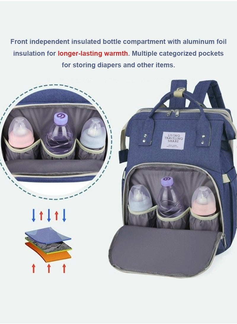 Newborn Baby Essential Multifunction Baby Diaper Backpack with Changing pad & Stroller Straps & Pacifier Case Mosquito Net & USB Charging Port Waterproof Travel Nappy Bags