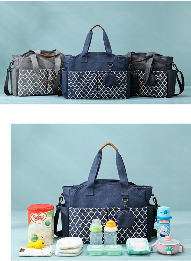 Multifunctional Signature Diaper Bag With Changing Mat - Deep Blue