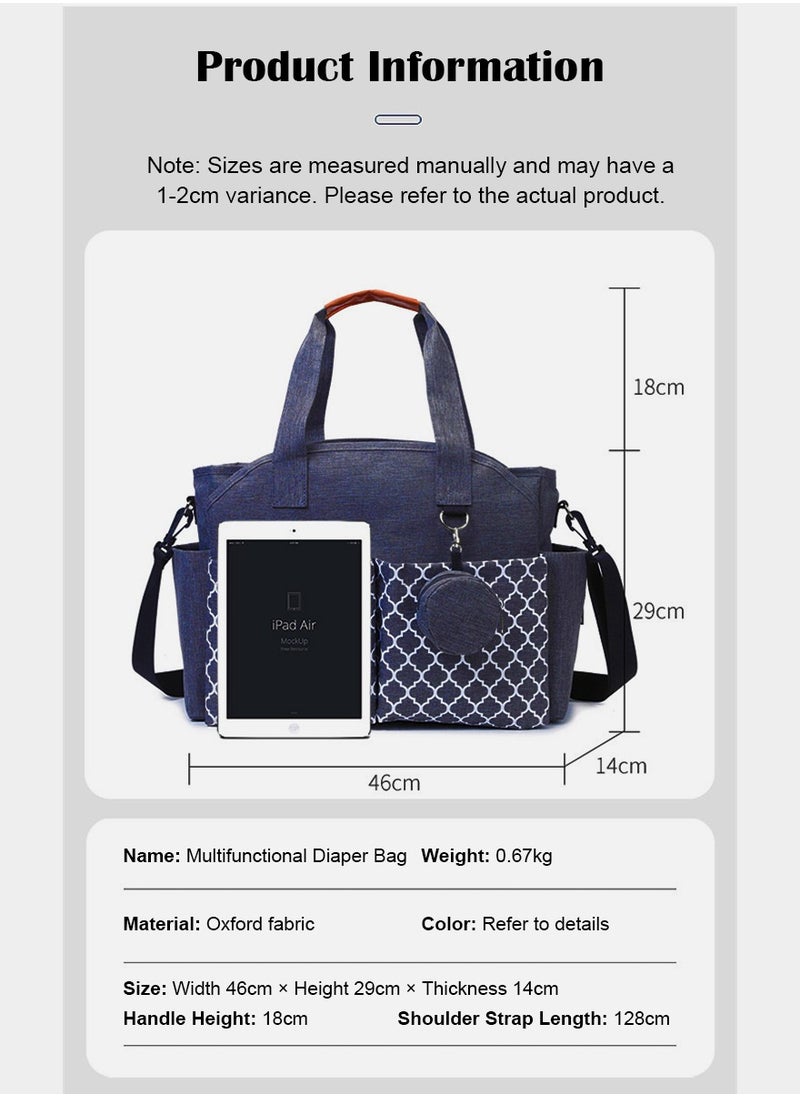 Multifunctional Signature Diaper Bag With Changing Mat - Deep Blue