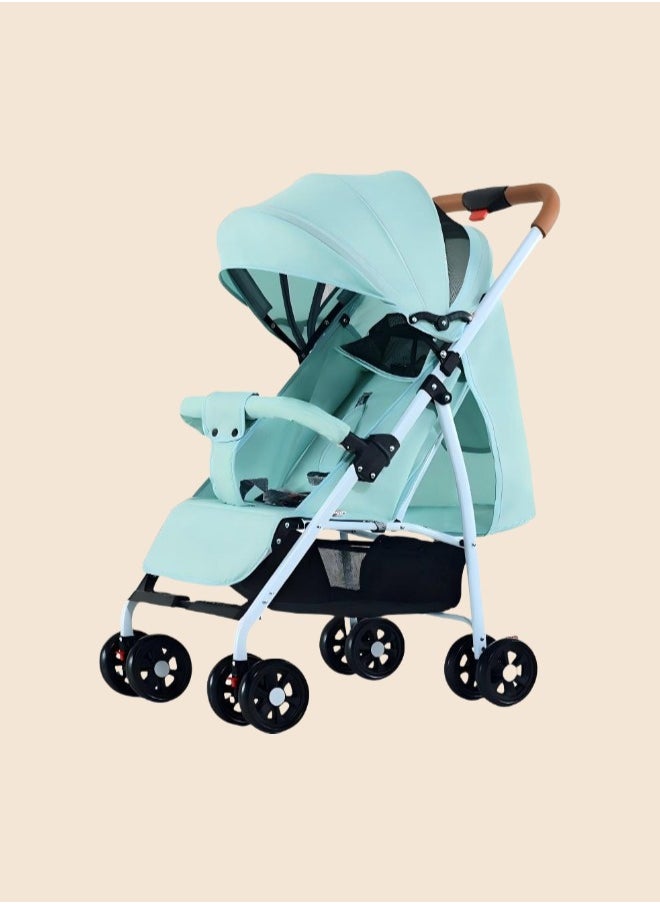 Baby Stroller Can Sit Or Lie Down, Two-Way High-View Four-Wheel Shock-Absorbing Folding Child Stroller 0-6 Years Old Baby Stroller