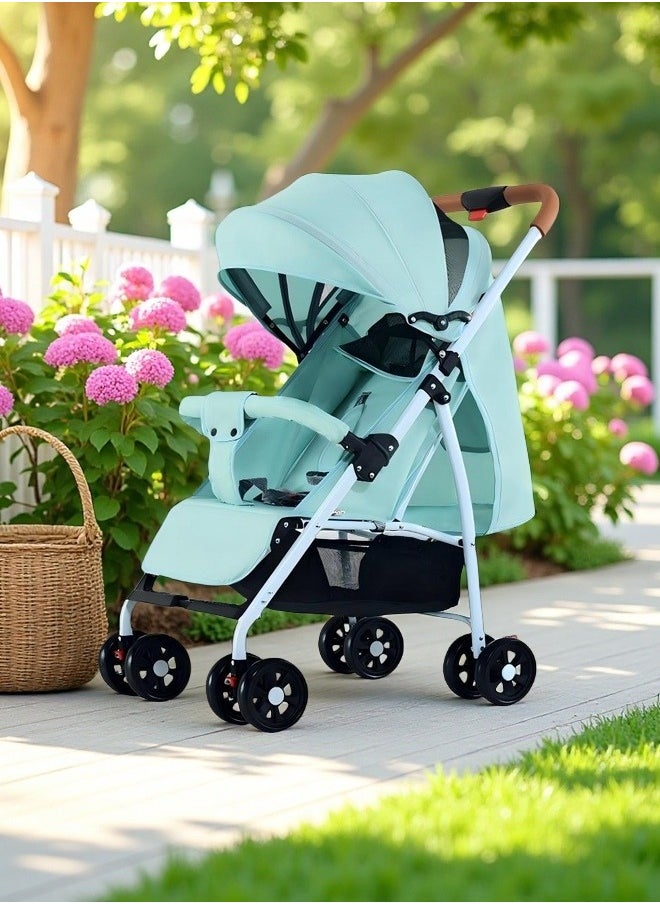 Baby Stroller Can Sit Or Lie Down, Two-Way High-View Four-Wheel Shock-Absorbing Folding Child Stroller 0-6 Years Old Baby Stroller