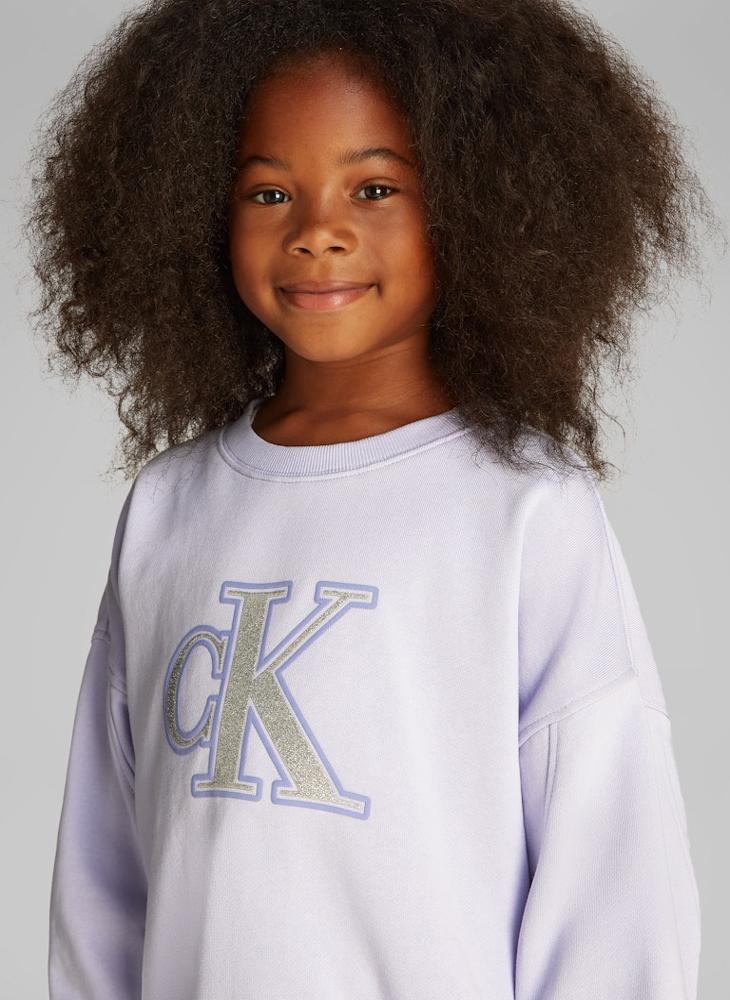 Kids Metallic Logo Crew Neck Sweatshirt