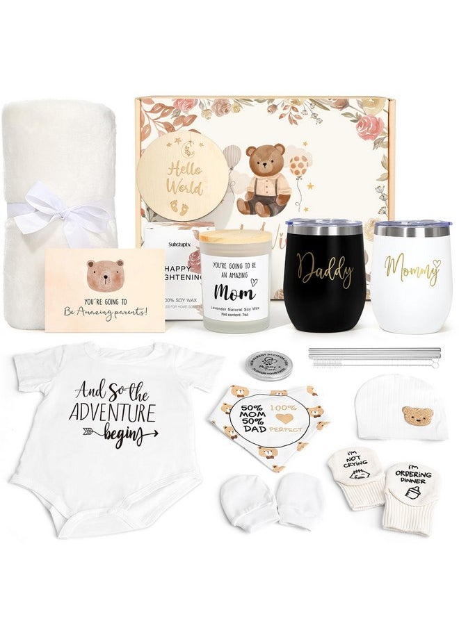 New Mom Gifts for Women, Luxury Pregnancy Gifts for New Parents Gender Reveal Gifts Baby Gift Sets with Mom and Dad Tumbler Baby Essentials for First Time Moms, Expecting Parents to Be, Baby Shower…