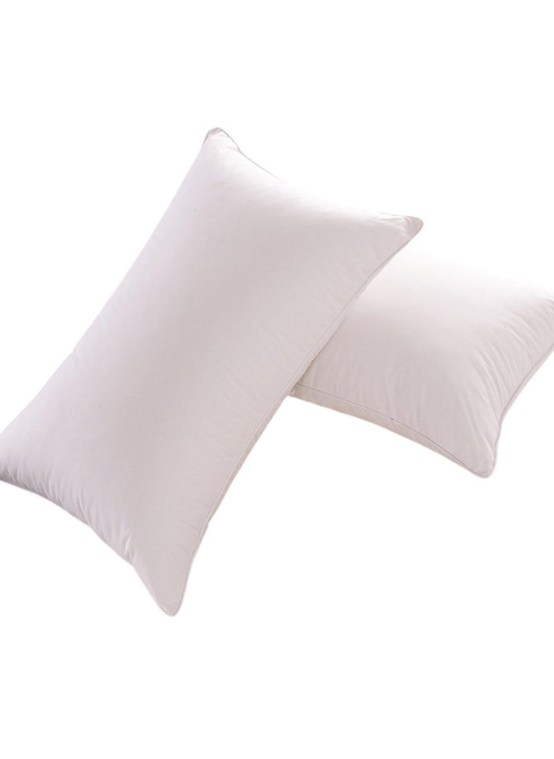 2 Pcs Cotton Bed Pillows White (48 x 74 cm)