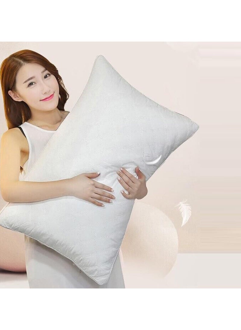 2 Pcs Cotton Bed Pillows White (48 x 74 cm)