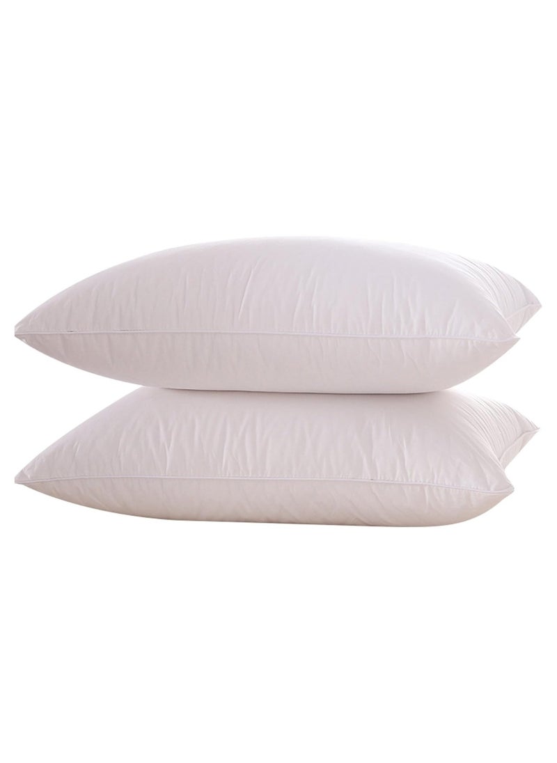 2 Pcs Cotton Bed Pillows White (48 x 74 cm)