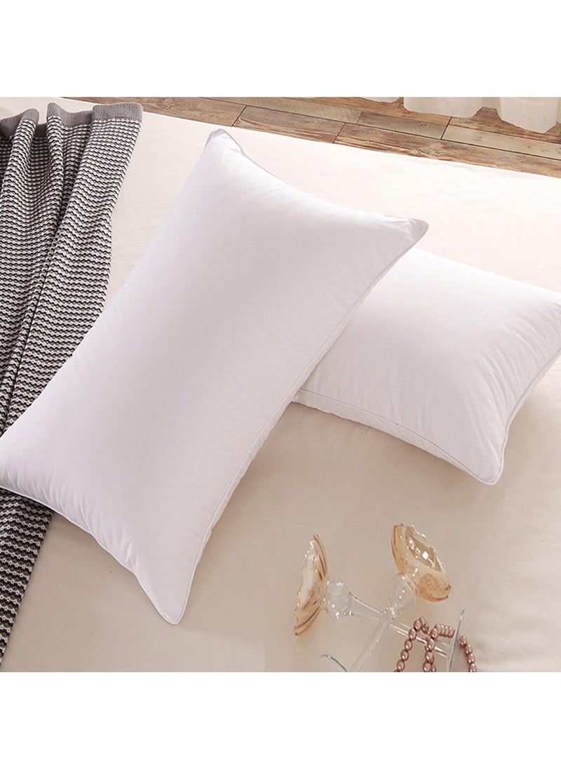 2 Pcs Cotton Bed Pillows White (48 x 74 cm)