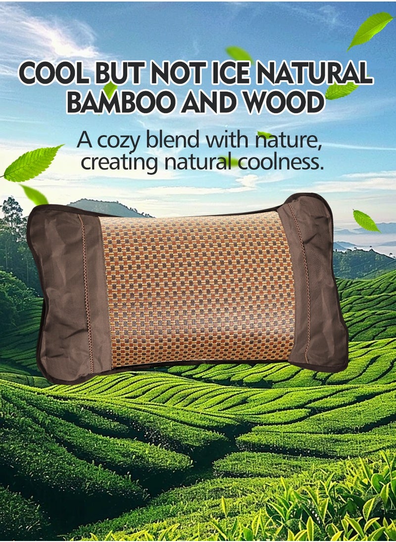 Summer cooling pillow, fragrant sleep aid pillow, filled with tea stems and jasmine flowers, woven with rattan pillowcase, fragrant sleep aid, breathable and not stuffy, suitable for adults, the elderly, insomniacs, etc. [Pillow texture is slightly hard, please consider carefully before purchasing]