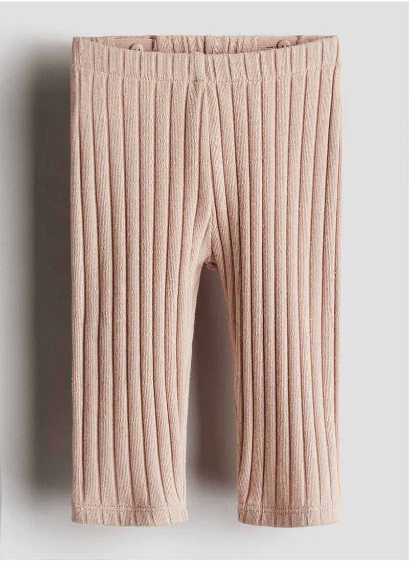 Wide-Ribbed Cotton Leggings