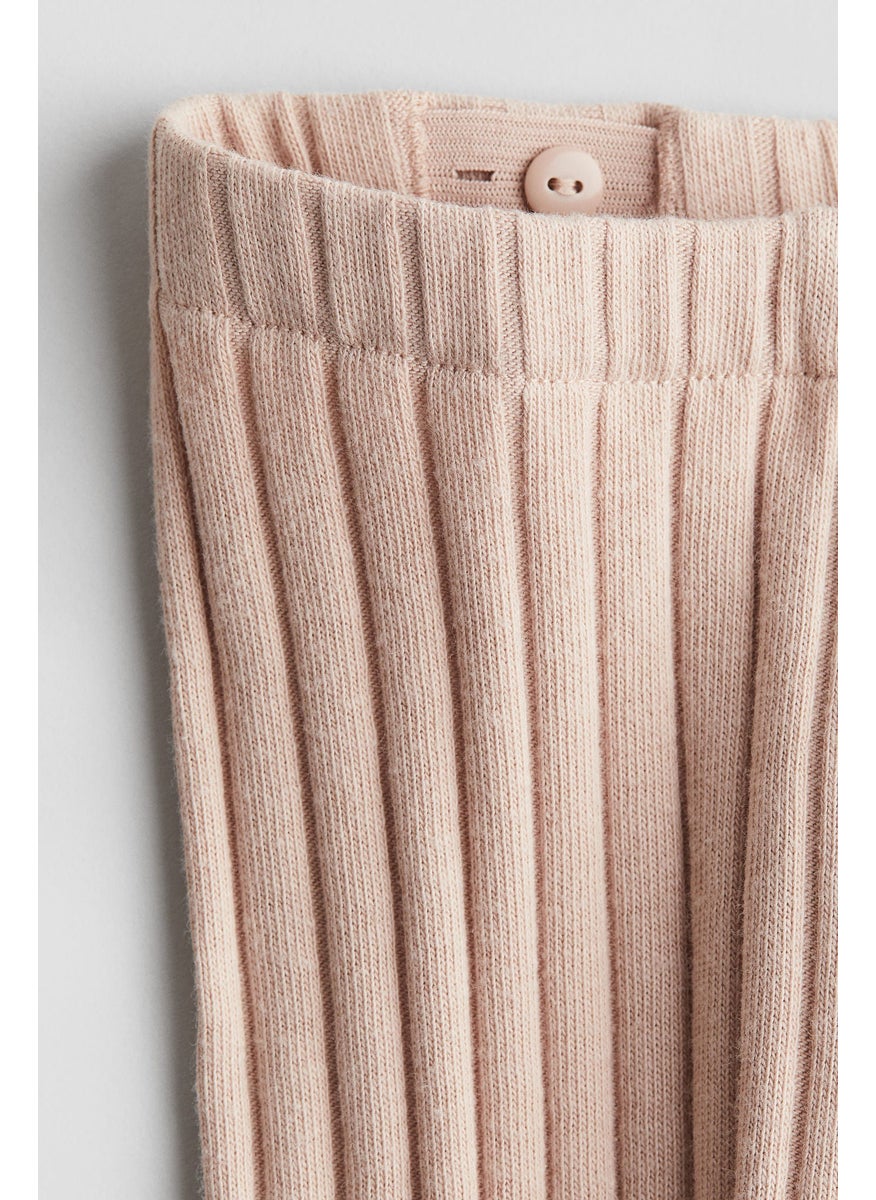 Wide-Ribbed Cotton Leggings