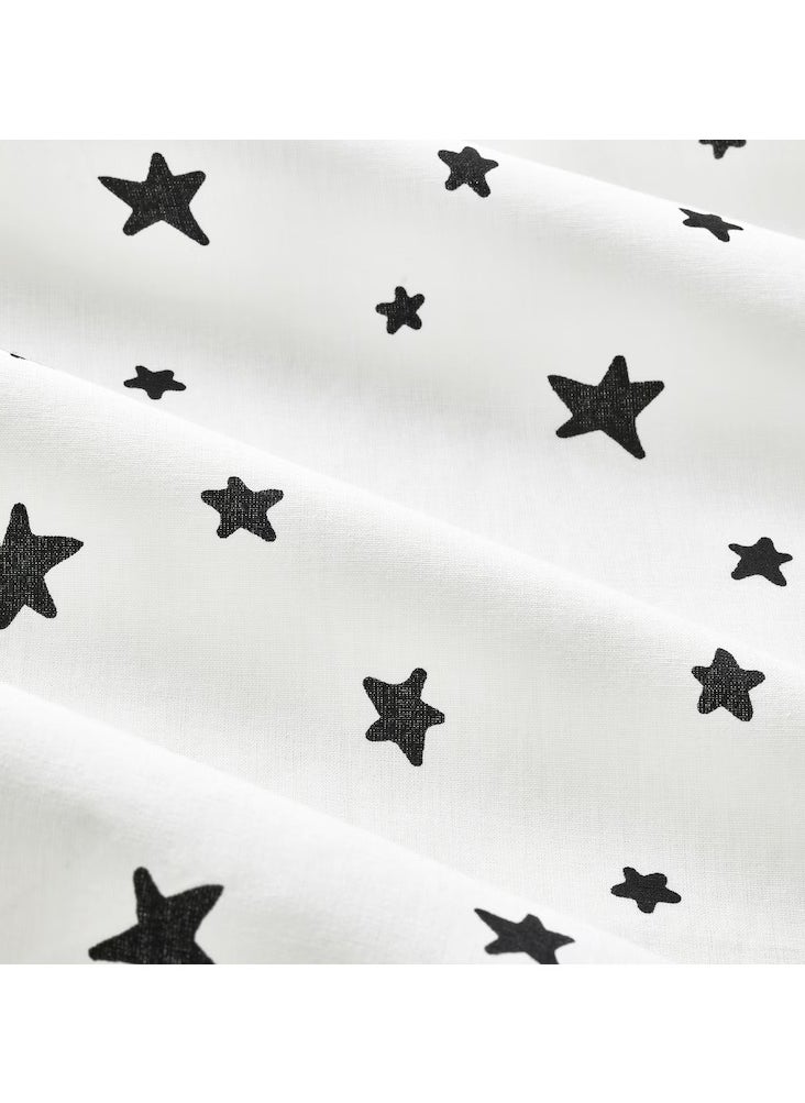 Bedsheet - White Bedsheet - Fitted Sheet (100%Cotton Star Pattern) 90x200 cm