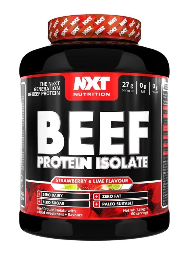 Beef Protein Isolate, Strawberry & Lime Flavour,  1.8kg, 60 Servings