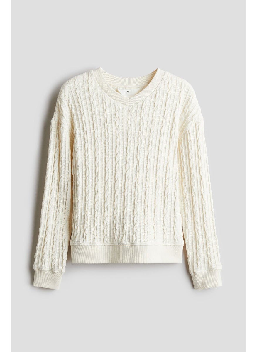 Cable-Knit V-Neck Jumper