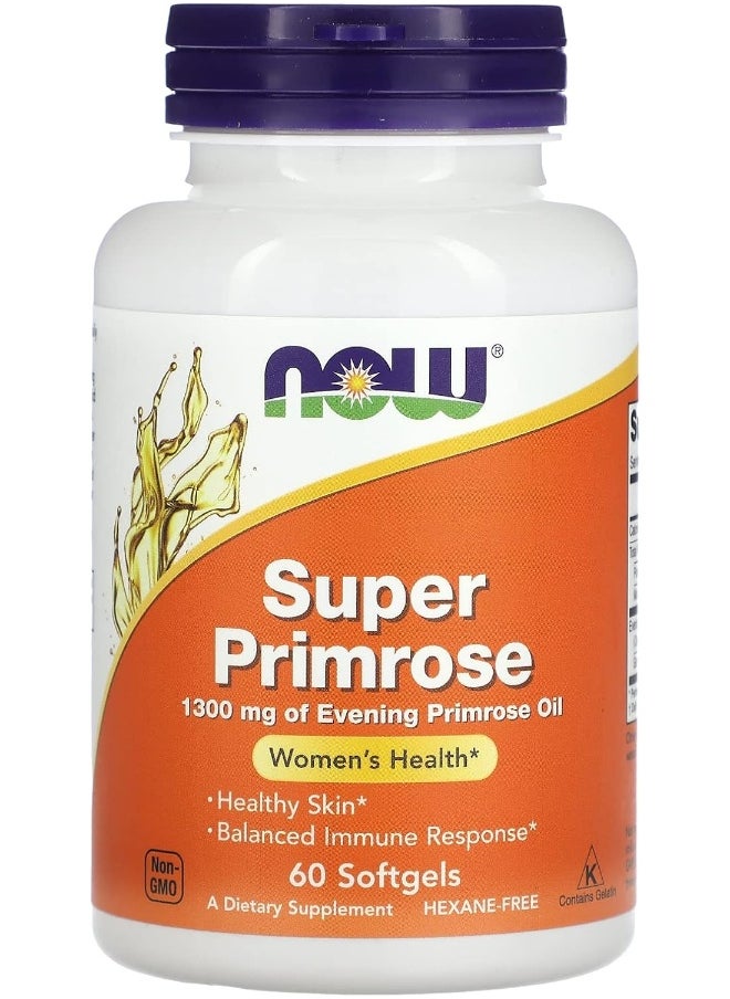 Now Super Primrose 1300 mg Dietary Supplement, 60 Softgels