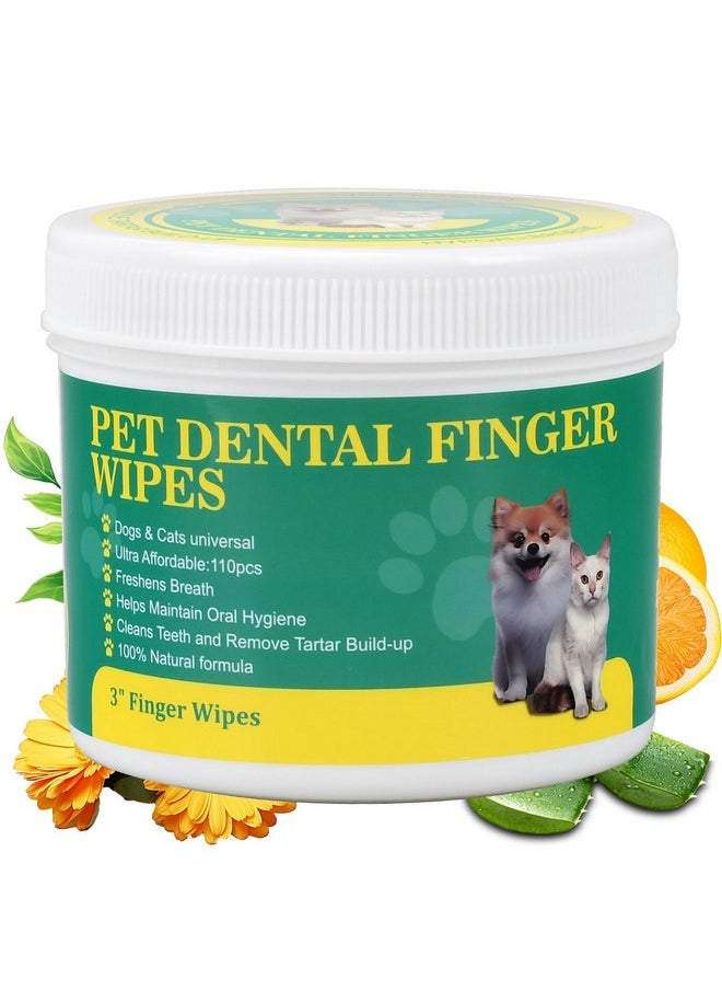 OPULA 110Pcs Dog Teeth Cleaning Finger Wipes, Pet Dental Wipes for Cats & Dogs, Dog Teeth Cleaner, Freshen Breath, Reduce Plaque & Tartar, All Natural Formulated Dog Dental Care Wipes