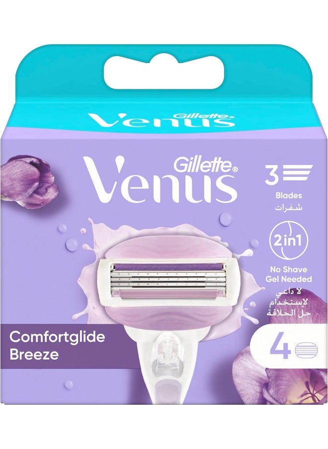 Venus Gillette Venus Comfortglide Breeze Women's Razor Blade Refills, 4 Count