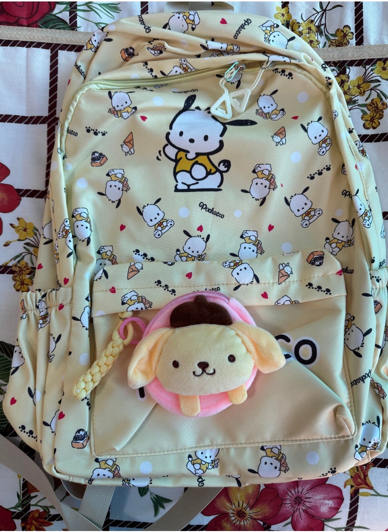 Cinnamon, Kid's Melodi,Kuroma, Kitty and Puchacoo Schoolbags for Girl's Casual Travel Commute Knapsack and character backpacks . (Yellow)