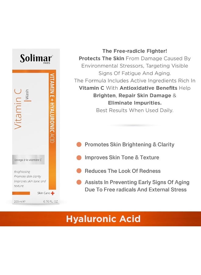 SOLIMAR PARIS VITAMIN C WASH 200 ML | Antioxidant Face wash for Hyper pigmented & Dull Skin | Brighten Your Skin