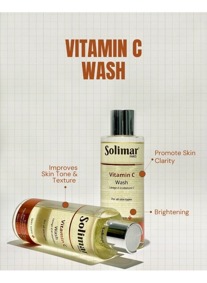 SOLIMAR PARIS VITAMIN C WASH 200 ML | Antioxidant Face wash for Hyper pigmented & Dull Skin | Brighten Your Skin