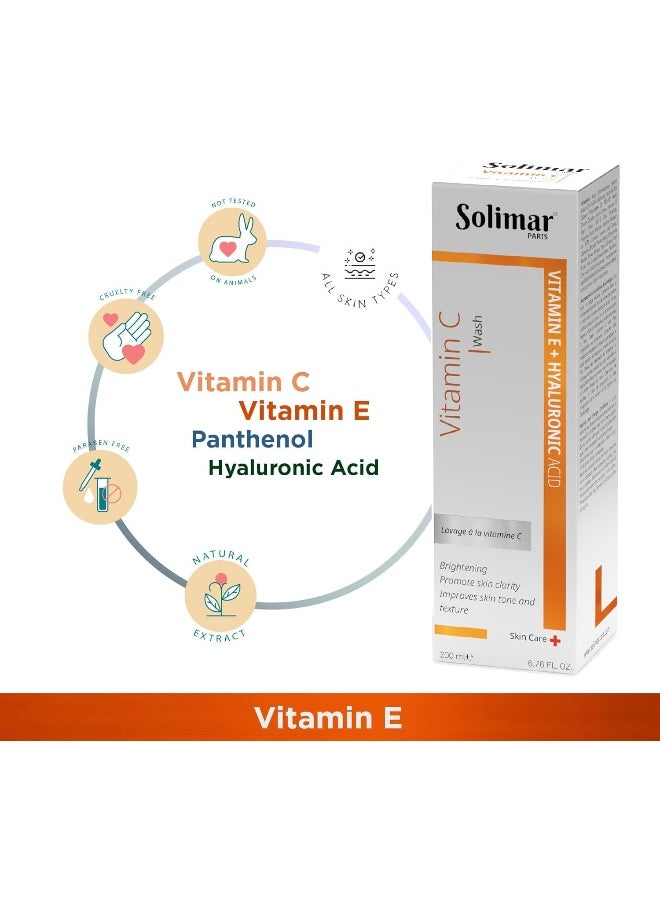 SOLIMAR PARIS VITAMIN C WASH 200 ML | Antioxidant Face wash for Hyper pigmented & Dull Skin | Brighten Your Skin