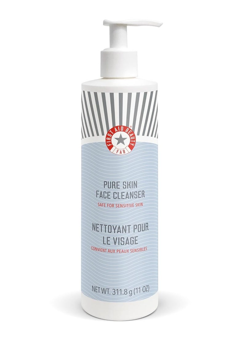 First Aid Beauty - Pure Skin Face Cleanser, Effectively Removes Makeup, Dirt, and Impurities, Gentle Cleanser Leaves Skin Soft & Supple, Safe for Sensitive Skin, Fragrance Free, 11 oz