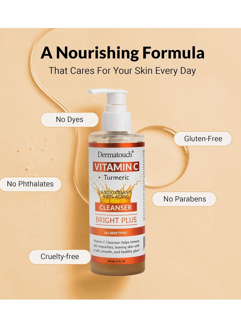 DERMATOUCH Vitamin C + Turmeric Cleanser, 8 fl oz - Made in America