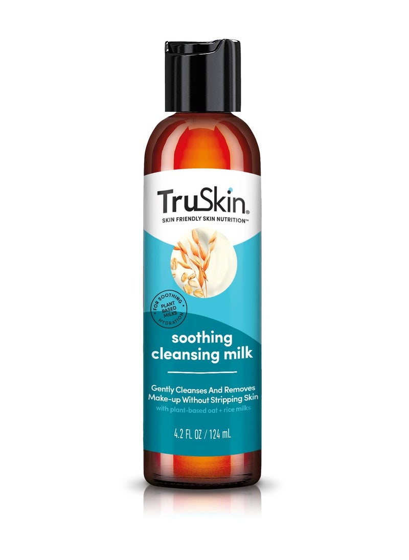 TruSkin Soothing Cleansing Milk for Face – Gentle Facial Cleanser for Sensitive Skin with Plant-Based Rice & Oat Milk plus Hyaluronic Acid - Gently Removes Make-Up Without Stripping Skin, 4.2 fl oz