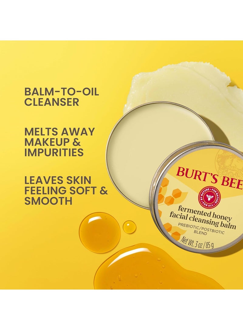 Burt's Bees Fermented Honey Facial Cleansing Balm, With Prebiotic and Postbiotic Blend, Contains Fermented Honey and Green Tea, Natural Origin Skin Care, 1 Tin, 3 oz.