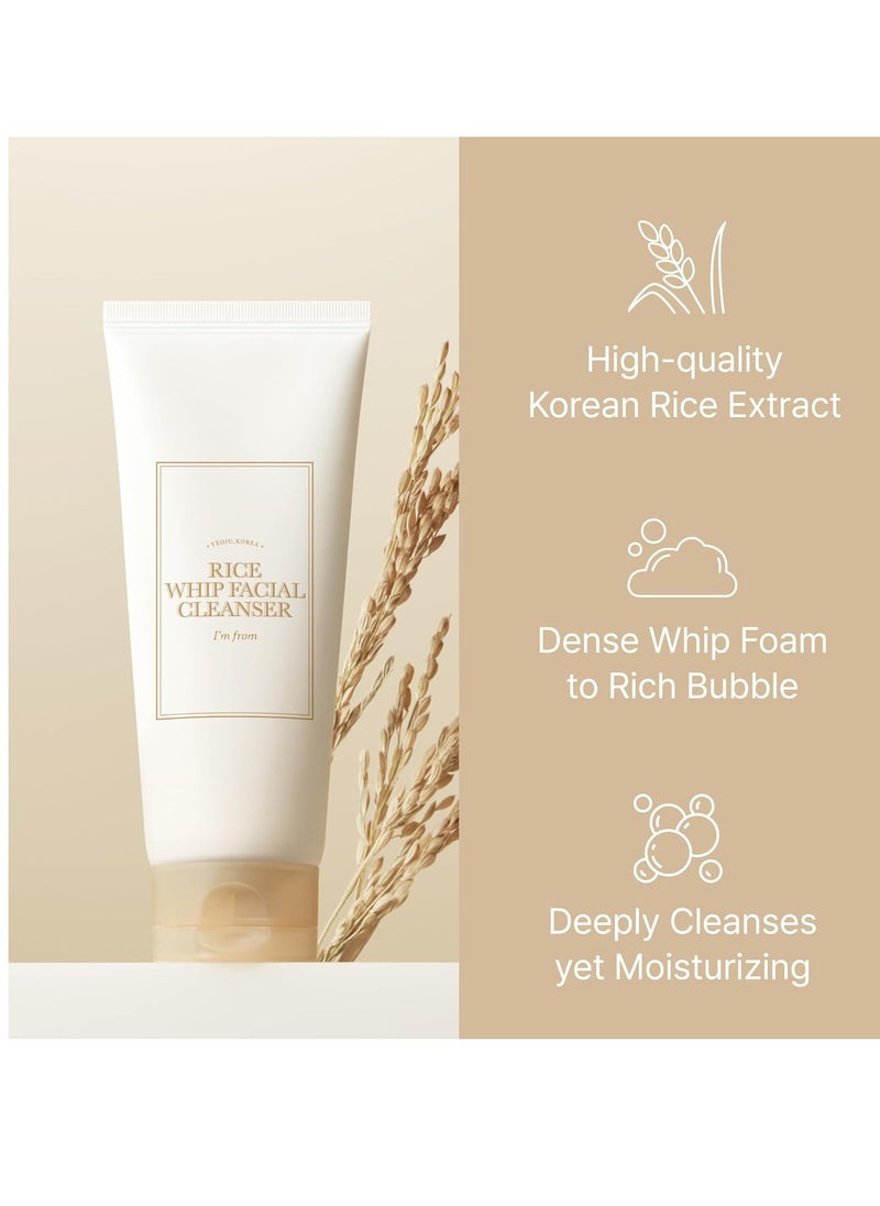 I'm from Rice Whip Facial Cleanser, low-pH Korean Rice Water Face Wash for sensitive, dry skin, Gentle Face Wash for Hydrating & Moisturizing, Creamy Lather, Makeup Remover (5.07 Fl Oz)
