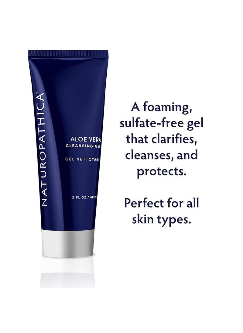 Naturopathica Aloe Vera Cleansing Gel, Facial Cleanser with Aloe Vera and Lavender, Clarifying Face Wash for Men and Women, Travel Size Face Wash, 2 fl oz
