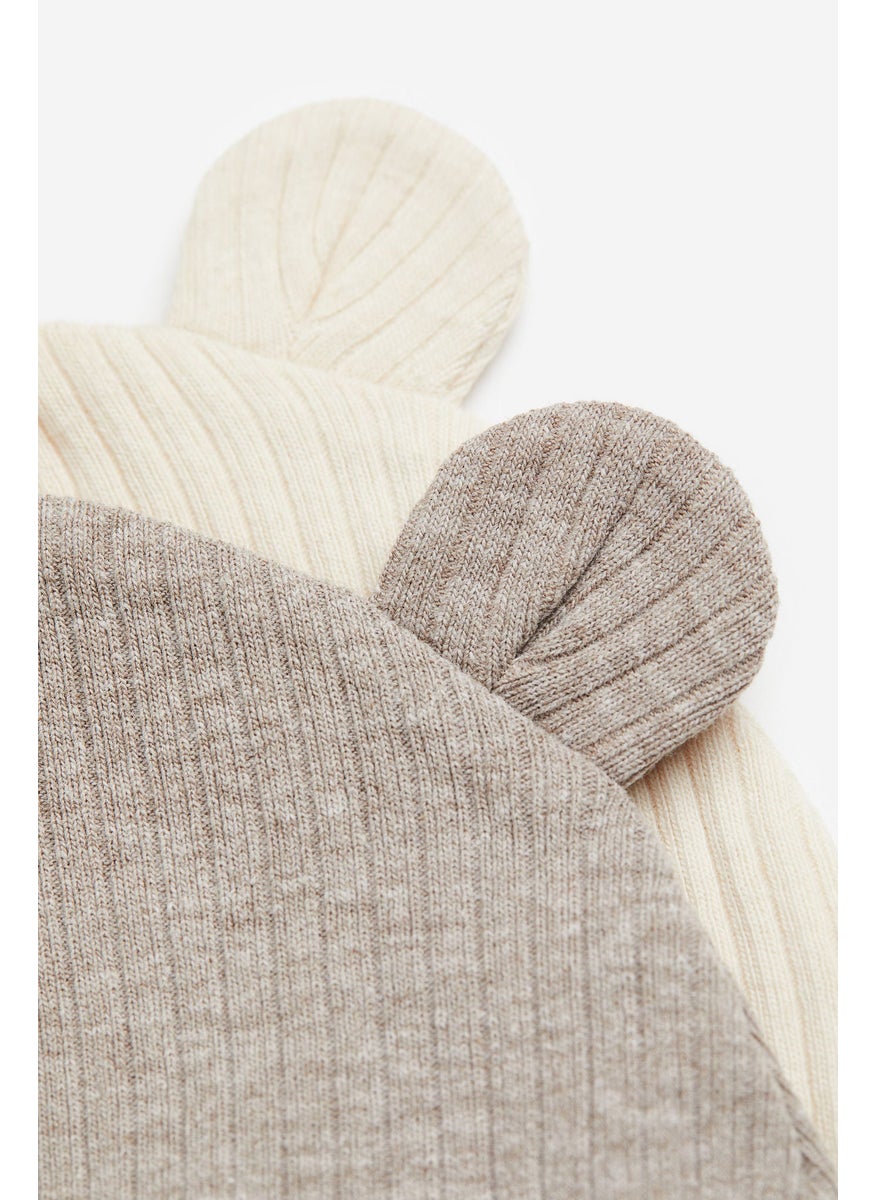 2-Pack Ribbed Ear-Detail Beanies