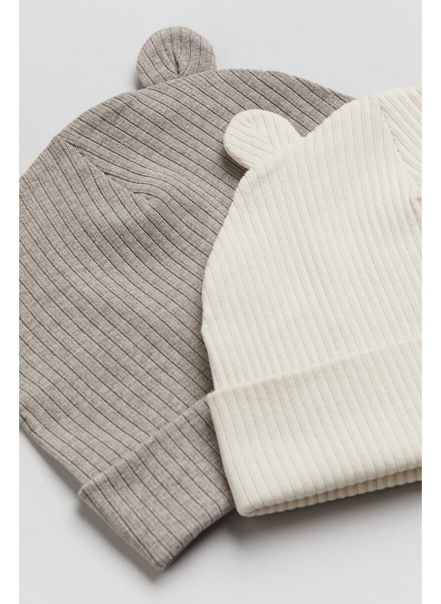 2-Pack Ribbed Ear-Detail Beanies