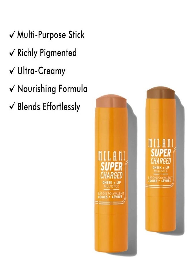 Milani Supercharged Cheek + Lip Multistick 140: Berry Bolt | Creamy, Blendable, Multi-Use Makeup Stick for Lips & Cheeks | Hydrating, Lightweight Formula | Buildable Color & Natural Finish