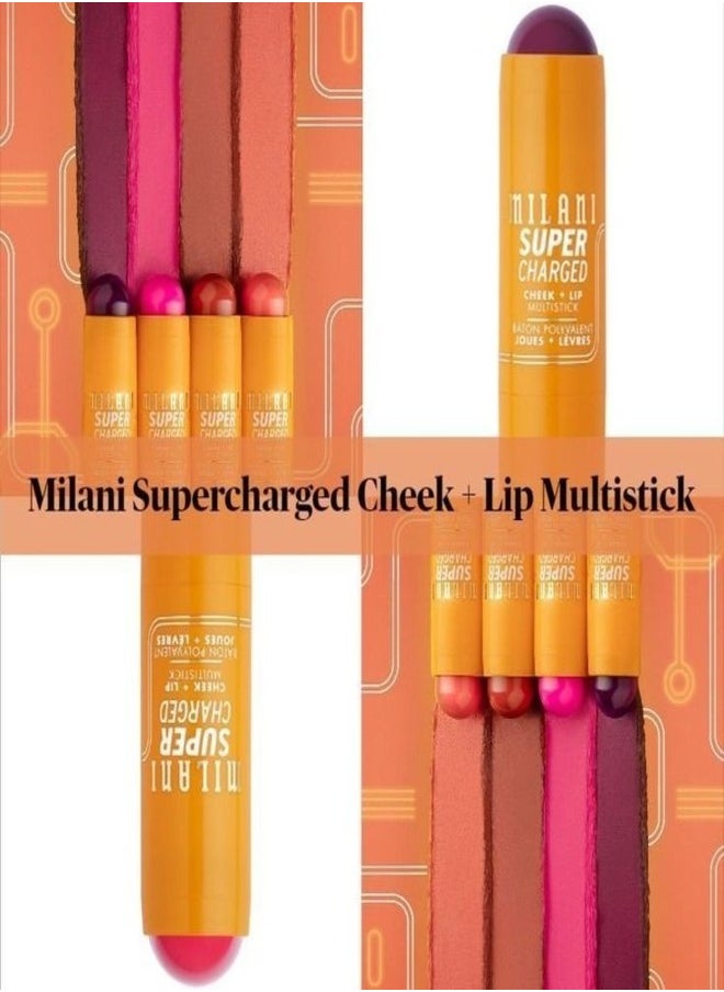 Milani Supercharged Cheek + Lip Multistick 140: Berry Bolt | Creamy, Blendable, Multi-Use Makeup Stick for Lips & Cheeks | Hydrating, Lightweight Formula | Buildable Color & Natural Finish