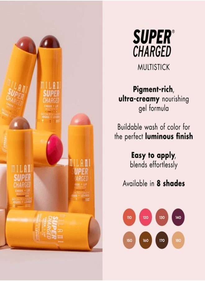 Milani Supercharged Cheek + Lip Multistick 130 Spice Jolt Deep Pink Nude | Creamy, Blendable, Multi-Use Makeup Stick for Lips & Cheeks | Hydrating, Lightweight Formula | Buildable Color & Natural Finish