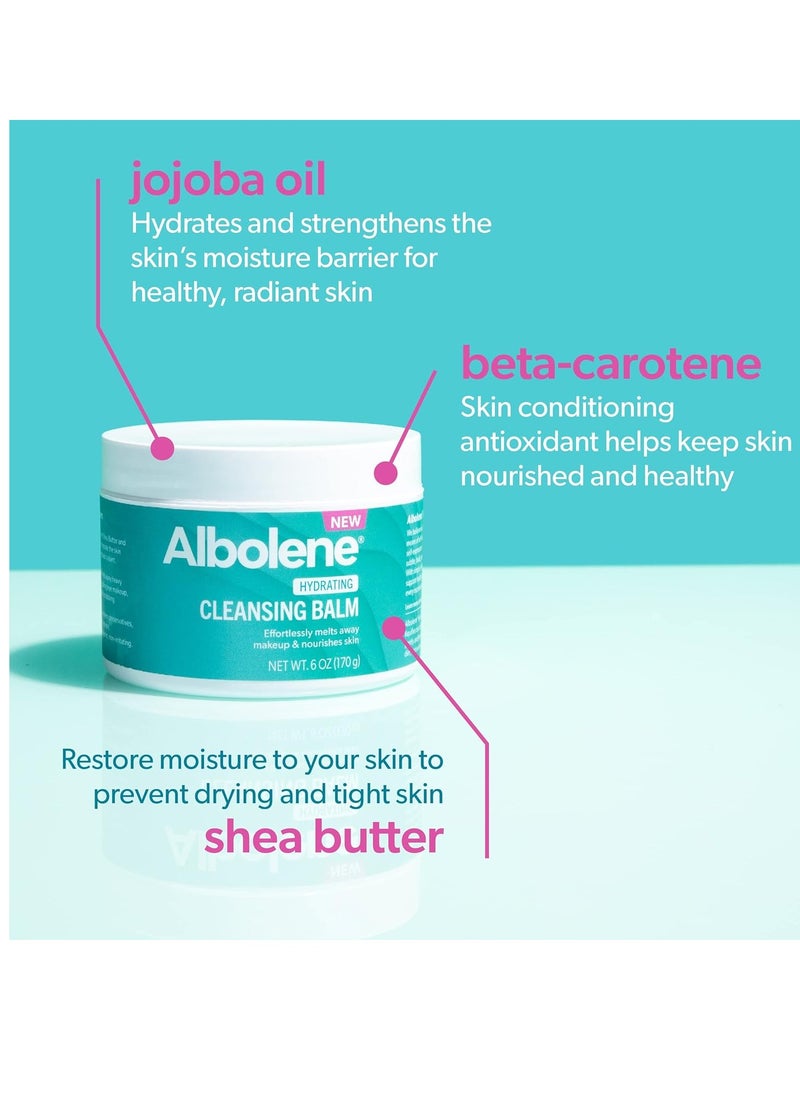 Albolene Cleansing Balm, Hydrating Makeup Remover and Face Wash with Shea Butter and Jojoba Oil, 6 fl oz, Packaging May Vary