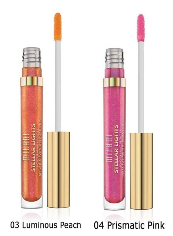 Milani Stellar Lights Holographic Lip Gloss #04 Prismatic Pink – High-Shine, Multi-Dimensional Finish | Lightweight, Non-Sticky Formula | 6ml