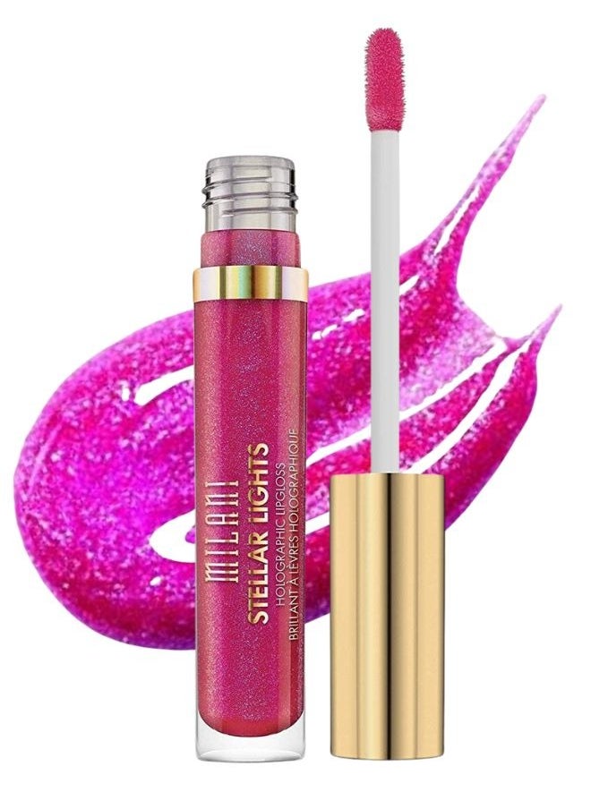 Milani Stellar Lights Holographic Lip Gloss # 05 Fluorescent Fuchsia – High-Shine, Multi-Dimensional Finish | Lightweight, Non-Sticky Formula | 6ml