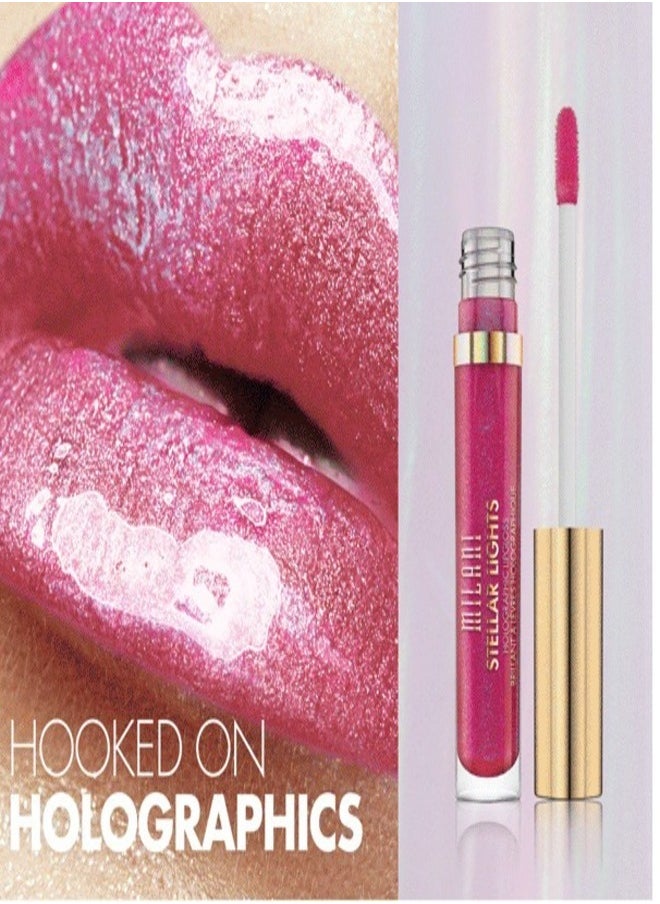 Milani Stellar Lights Holographic Lip Gloss # 05 Fluorescent Fuchsia – High-Shine, Multi-Dimensional Finish | Lightweight, Non-Sticky Formula | 6ml