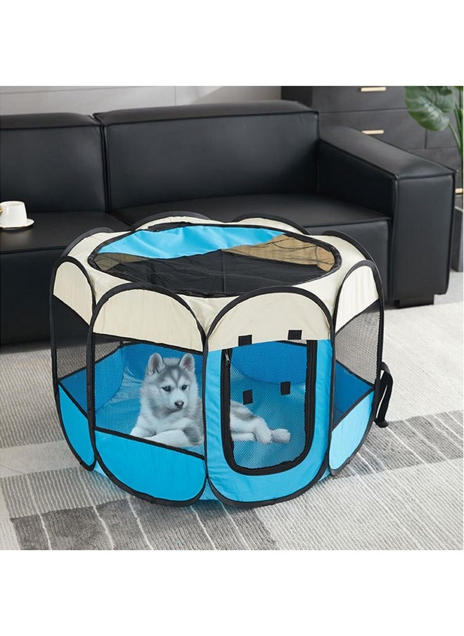 Mile High Life | Foldable Dog Playpen | Portable Dog Crate w Removable Shade Cover | Dog Kennel Indoor/Outdoor w Carry Case | Pen Tent for Dog/Cat/Rabbit(Blue, Medium (36