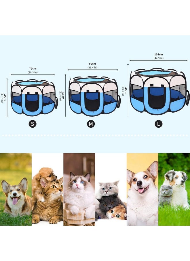 Mile High Life | Foldable Dog Playpen | Portable Dog Crate w Removable Shade Cover | Dog Kennel Indoor/Outdoor w Carry Case | Pen Tent for Dog/Cat/Rabbit(Blue, Medium (36