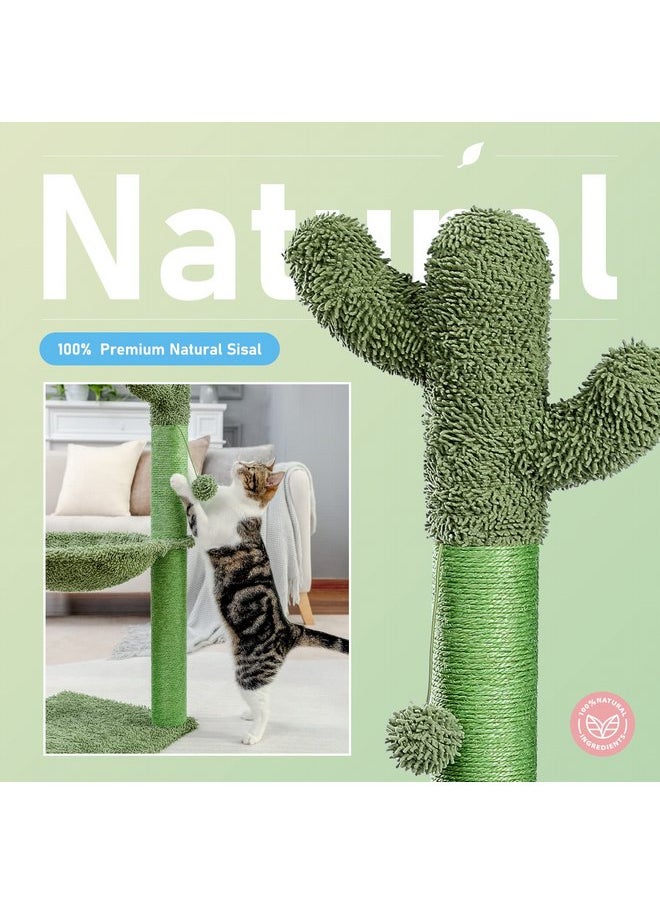 PAWZ Road Cactus Cat Tree, 33 Inchs Cat Tower with Large Soft Hammock and Fully Wrapped Sisal Scratching Post for Indoor Cats