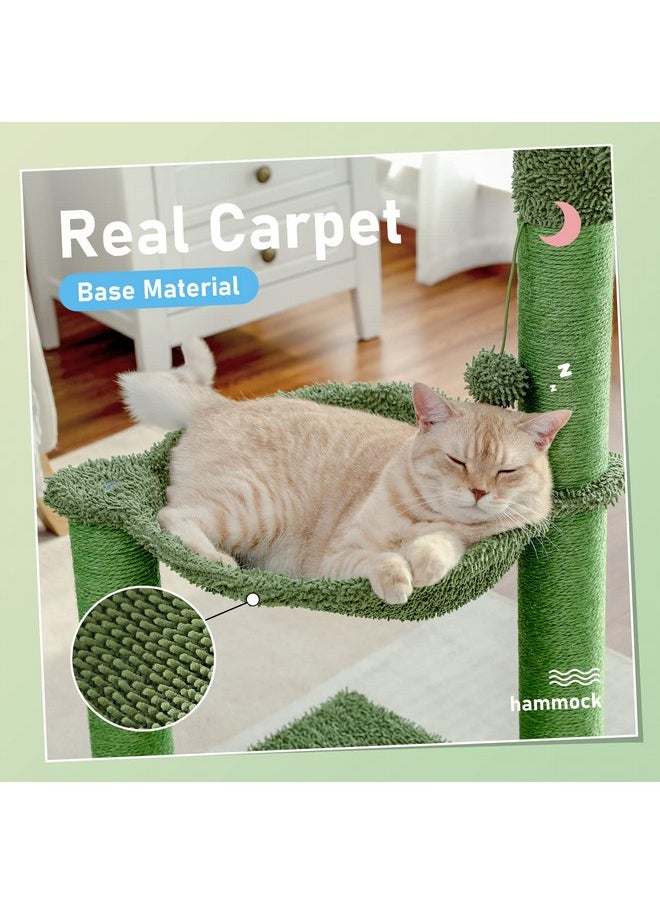 PAWZ Road Cactus Cat Tree, 33 Inchs Cat Tower with Large Soft Hammock and Fully Wrapped Sisal Scratching Post for Indoor Cats