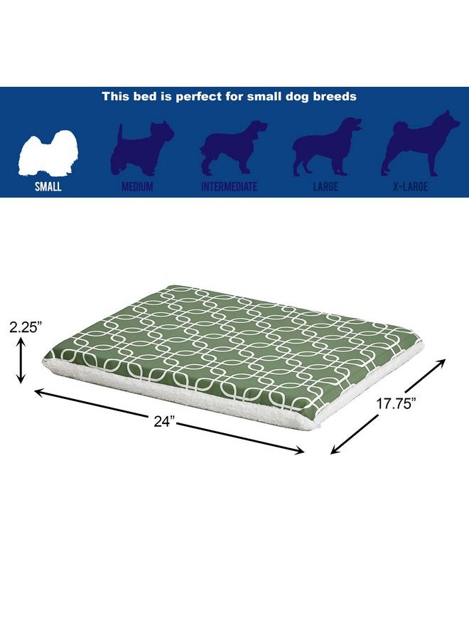 MidWest Homes for Pets Quiet Time Teflon Defender Dog Beds; Pet Beds Designed to Fit Folding Metal Dog Crates, Green & White Geometric Pattern, 24-Inch