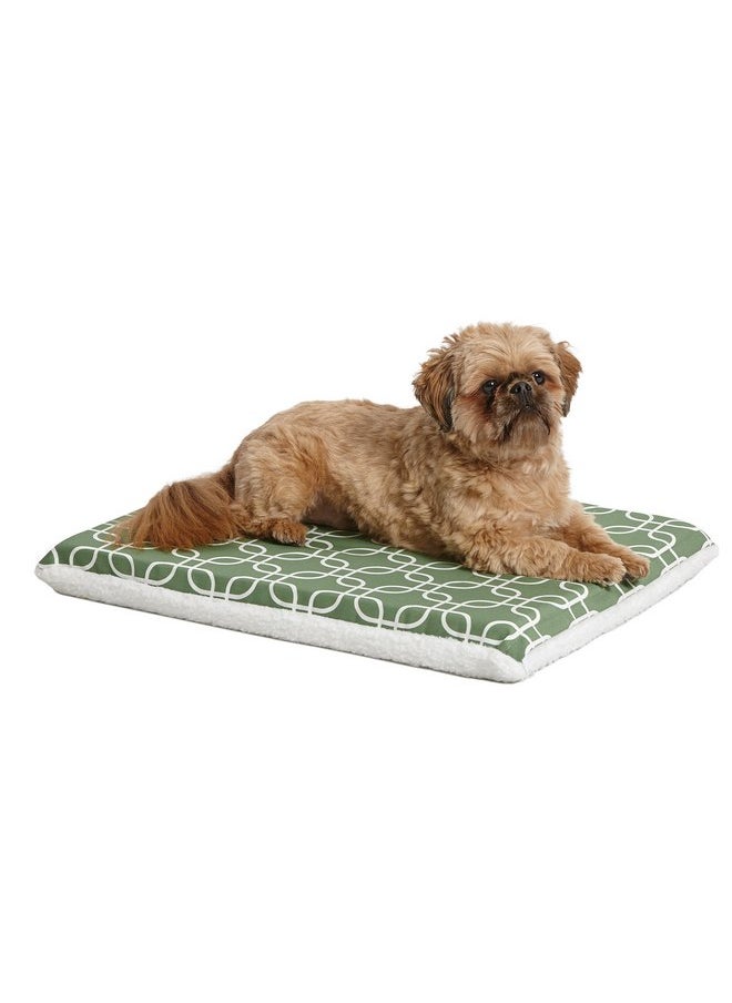 MidWest Homes for Pets Quiet Time Teflon Defender Dog Beds; Pet Beds Designed to Fit Folding Metal Dog Crates, Green & White Geometric Pattern, 24-Inch