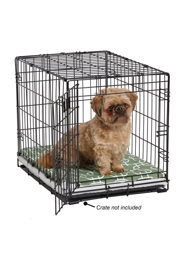 MidWest Homes for Pets Quiet Time Teflon Defender Dog Beds; Pet Beds Designed to Fit Folding Metal Dog Crates, Green & White Geometric Pattern, 24-Inch