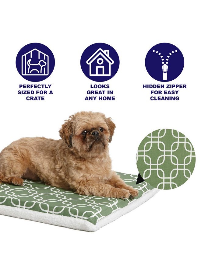 MidWest Homes for Pets Quiet Time Teflon Defender Dog Beds; Pet Beds Designed to Fit Folding Metal Dog Crates, Green & White Geometric Pattern, 24-Inch