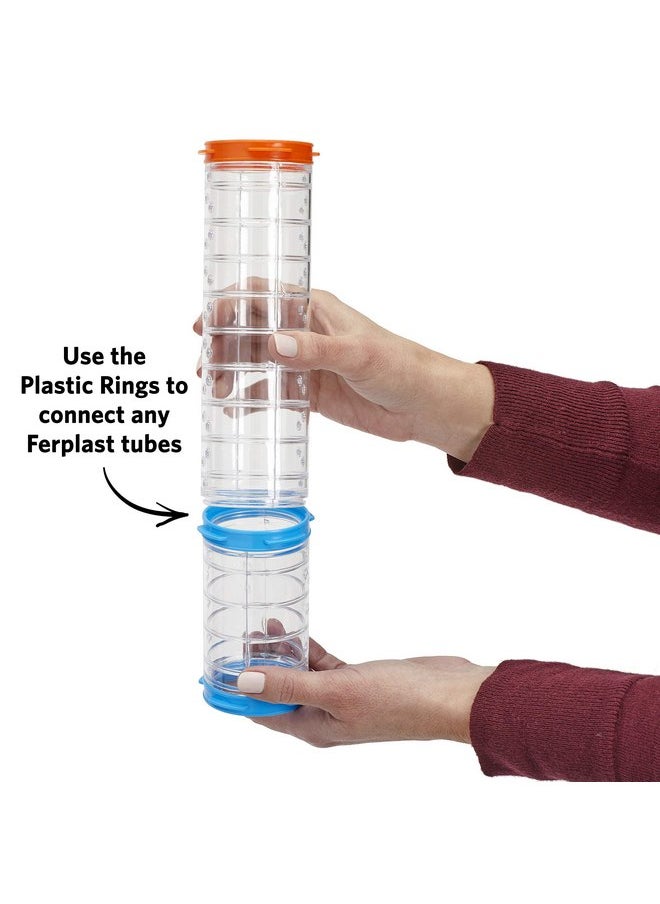 Ferplast Hamster Cage Play Tube | Two-Piece Spare Tube Plastic Connection Ring Piece, 2.4 Inch Diameter, Blue and Orange