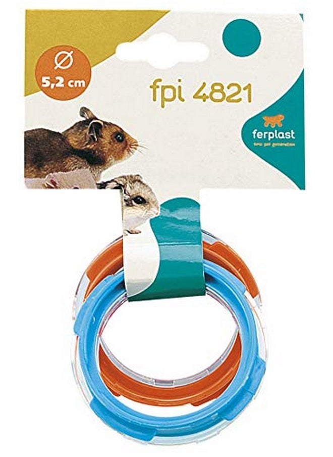 Ferplast Hamster Cage Play Tube | Two-Piece Spare Tube Plastic Connection Ring Piece, 2.4 Inch Diameter, Blue and Orange