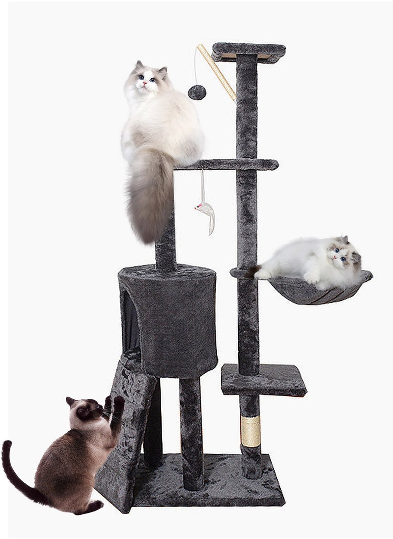 Cat Tree Tower Large Cat Jumping Platform Sisal Cat Column Cat Rack Multi-Level Cat Condo with Scratching Posts